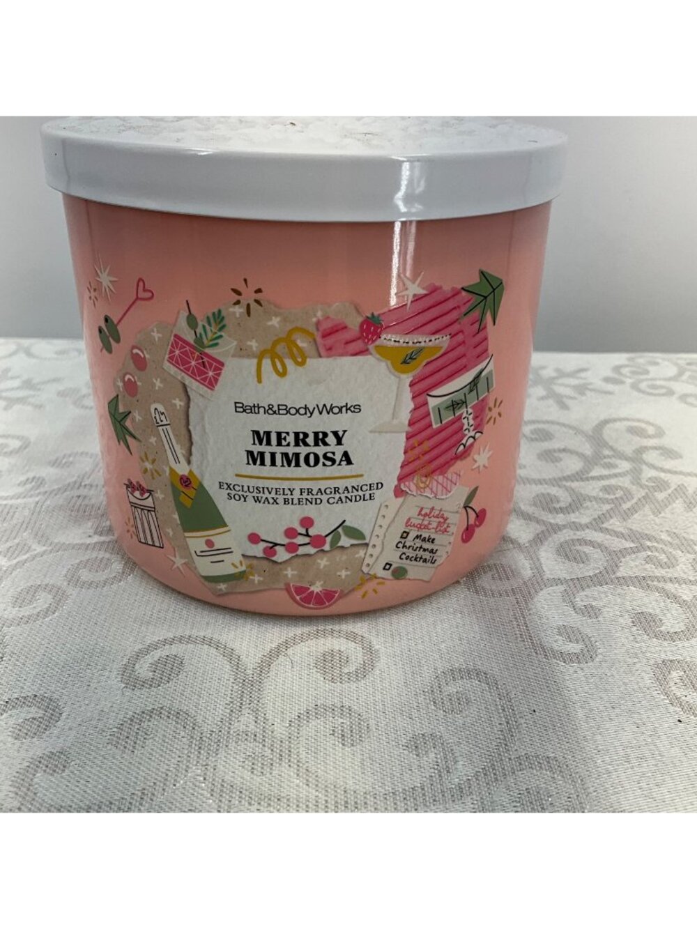 Bath & Body Works Merry Mimosa 3-Wick Candle 14.5 Oz Soy Wax Blend Sparkling Cha